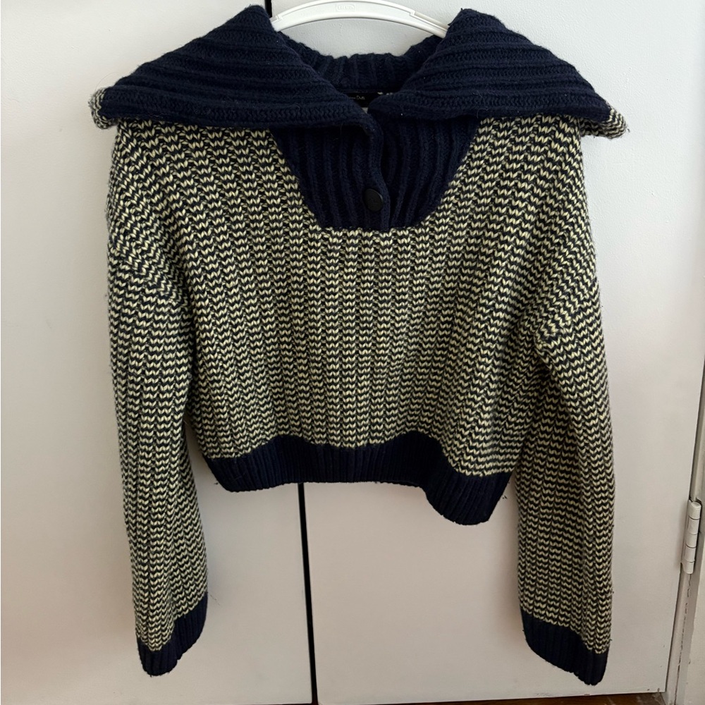 Massimo Dutti Wool Wide Collar Cropped Sweater